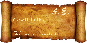 Aszódi Erika névjegykártya